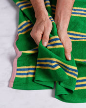 Load image into Gallery viewer, Terry Towelling Hand Towel: Green Stripe