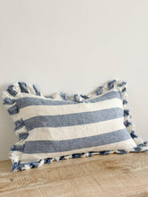 Load image into Gallery viewer, Hallie Blue Wide Stripe Cushion Cover 50x30–Ruffle Edge : 50 x 30 cm