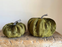 Load image into Gallery viewer, Medium Velvet Pumpkin Moss Green