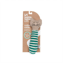 Load image into Gallery viewer, Cotton Knit Baby Rattle Toy: Cat Green