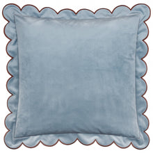 Load image into Gallery viewer, Lil Scallop Velvet Cushion Blue/Brown: Blue/Brown / Polyester Filled / 45 x 45cm