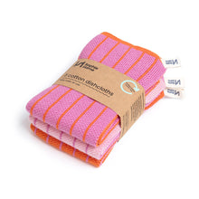 Load image into Gallery viewer, Reusable &amp; Eco-Friendly Cotton Dishcloths: Striped Pink