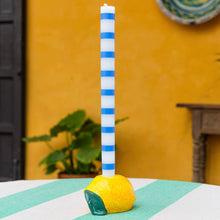 Load image into Gallery viewer, Blue &amp; White Stripe Dinner Candles