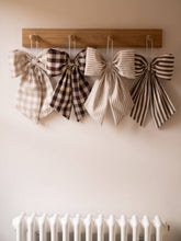 Load image into Gallery viewer, Cream and Brown Gingham Hanging Bow