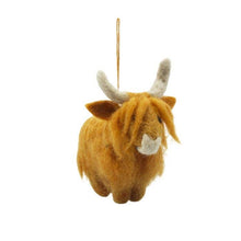Load image into Gallery viewer, Handmade Hanging Felt Highland Cow Decoration