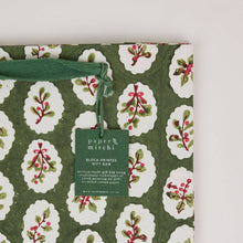 Load image into Gallery viewer, Block Printed Gift Bags (Medium) - Holly Green