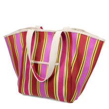 Load image into Gallery viewer, Recycled woven tote bag  - Yellow, pink, red