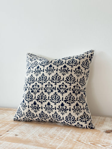 Ivy Navy Print Cushion with feather inner 45 x 45 - 100% Cotton
