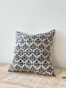 Ivy Navy Print Cushion with feather inner 45 x 45 - 100% Cotton