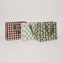 Load image into Gallery viewer, Block Printed Gift Bags (Medium) - Holly Green