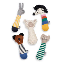 Load image into Gallery viewer, Cotton Knit Baby Rattle Toy: Cat Green