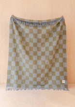 Load image into Gallery viewer, Recycled Wool Blanket in Blue &amp; Green Checkerboard