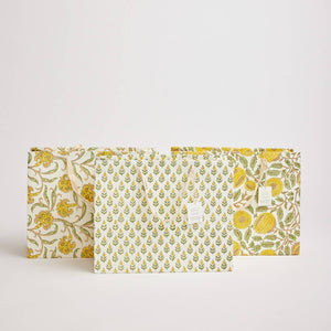 Hand Block Printed Gift Bags (Large) - Sunshine