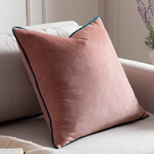 Load image into Gallery viewer, Meridian Velvet Cushion Blush/Teal: Blush/Teal / Polyester Filled / 55 x 55cm