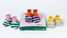 Load image into Gallery viewer, Cotton Knit Baby Slipper Socks: Boucle Striped Cobalt