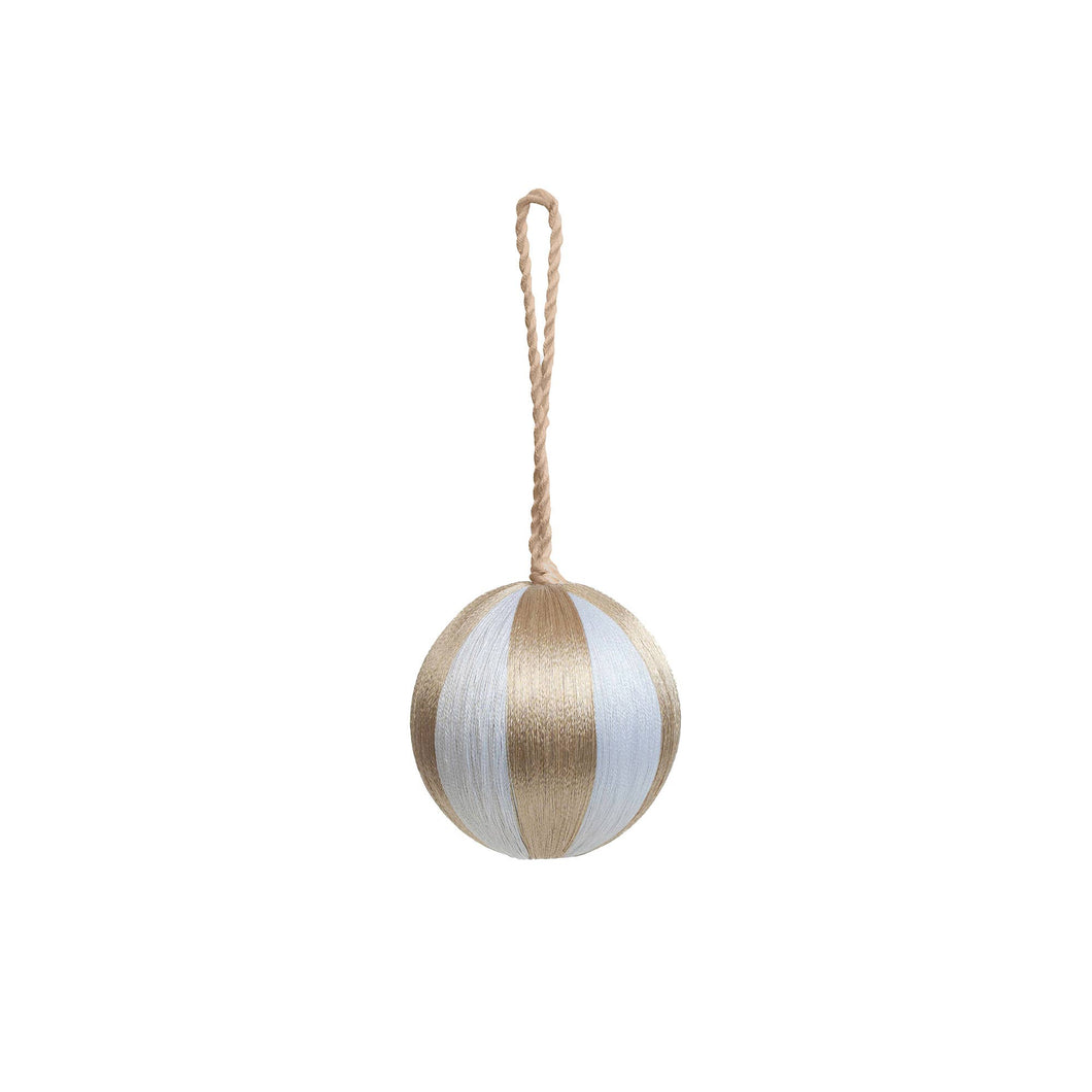 CHAMPANGE/WHITE Stripe Bauble