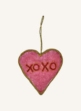 Load image into Gallery viewer, Fabric Christmas Ornament - Pink Heart With Beads