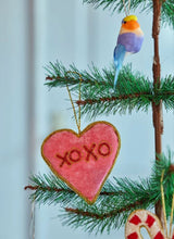 Load image into Gallery viewer, Fabric Christmas Ornament - Pink Heart With Beads