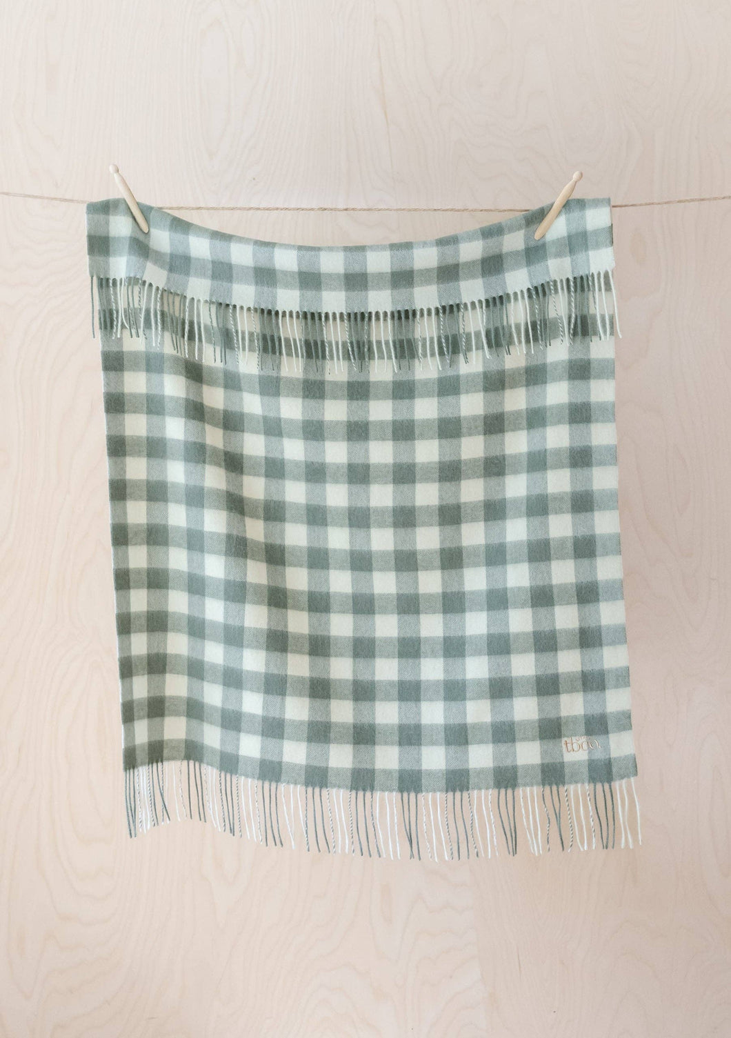 Super Soft Lambswool Baby Blanket in Sage Gingham
