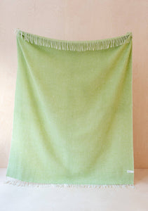 Recycled Wool Blanket in Green Waffle
