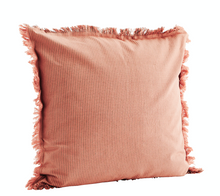 Load image into Gallery viewer, ROSE &amp; GREY Striped cushion with organic cotton fringes