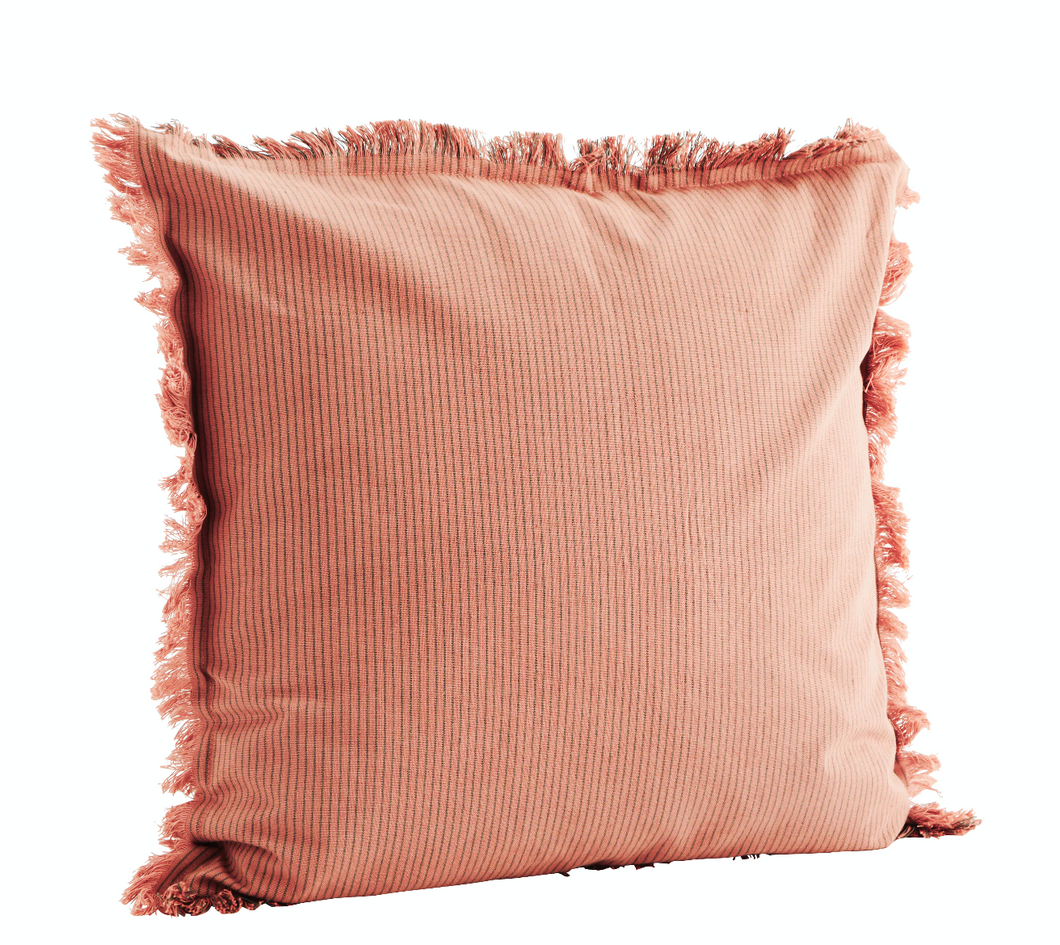 ROSE & GREY Striped cushion with organic cotton fringes