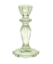 Load image into Gallery viewer, TALL GREEN VINTAGE STYLE GLASS CANDLE HOLDER.