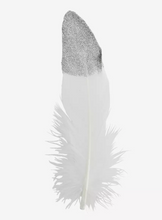 Load image into Gallery viewer, White &amp; Silver TWO TONE GOOSE FEATHERS (bag of 10)