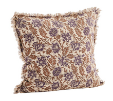 Load image into Gallery viewer, PRINTED CUSHION COVER CAMEL/BROWN/PURPLE