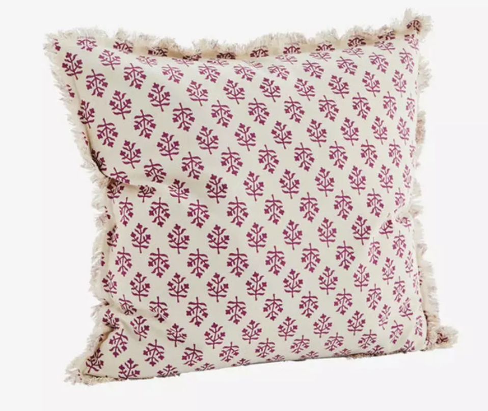 PRINTED CUSHION OFF WHITE/FUCHSIA