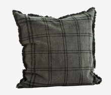 Load image into Gallery viewer, DARK IVY CHECKED CUSHION COVER WITH FRINGES