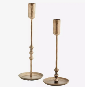 SET OF 2 HAND FORGED CANDLE HOLDER BRASS