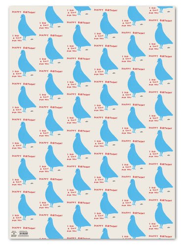 David Shrigley Gift Wrap - Pigeon**Pack of 2 Sheets Folded**